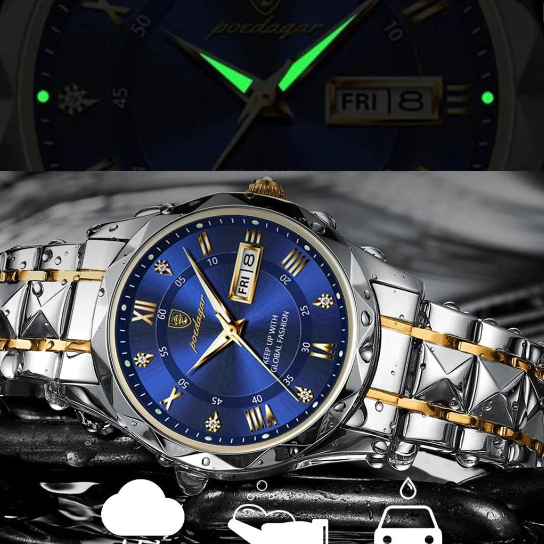 POEDAGAR-WATCH™ montre POEDAGAR luxe pour homme étanche lumineux en acier inoxydable Quartz
