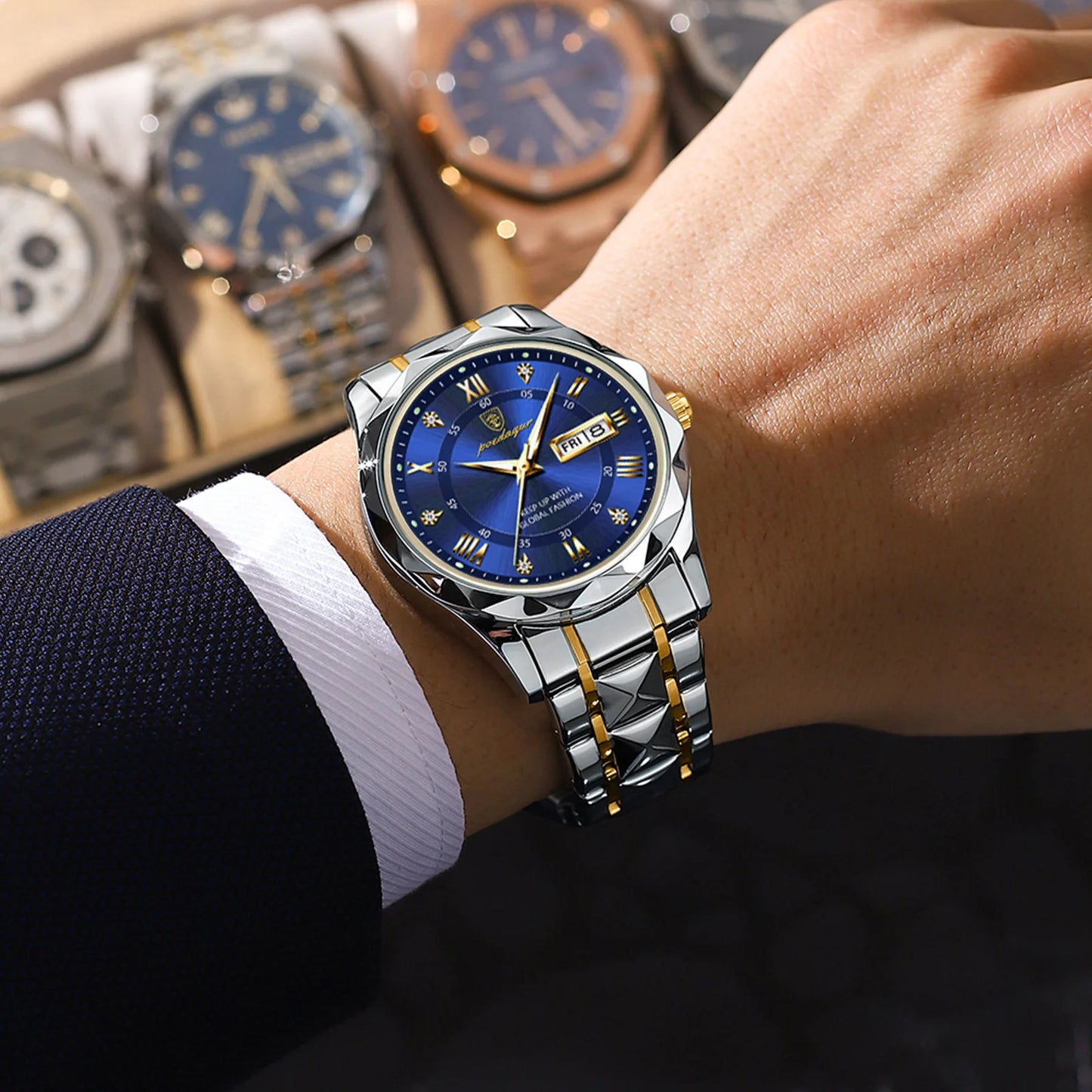 POEDAGAR-WATCH™ montre POEDAGAR luxe pour homme étanche lumineux en acier inoxydable Quartz