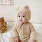 Combinaison chaude avec chapeau pour bébé, vêtements d'hiver pour bébés garçons et filles, combinaison mignonne et douce