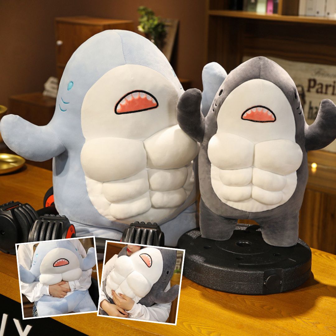 Baby-Plush-Shark™ | Requin en peluche musclé 3D, peluche douce, oreiller câlin pour enfants,