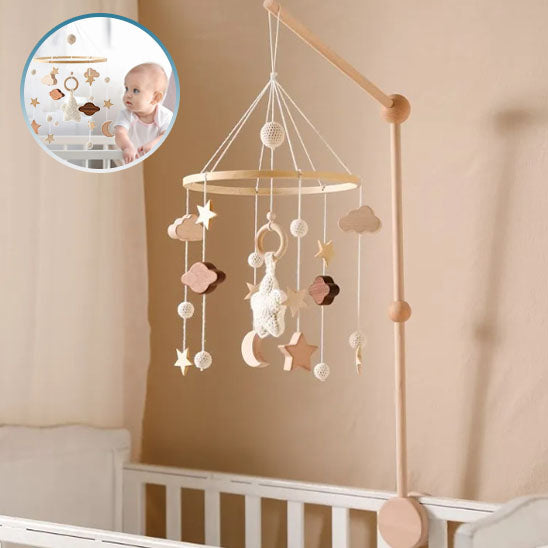 Hochet en bois pour bébé de 0 à 12 mois, Mobile sur le lit, cloche de lit