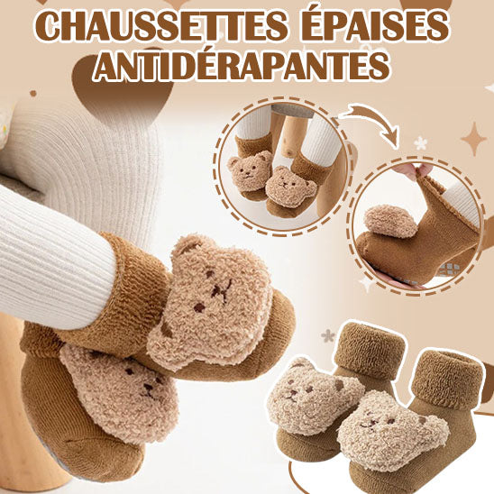 Chaussettes hiver pour garçon fille dessin animé Animal Mignon doux coton avec semelle anti-dérapante